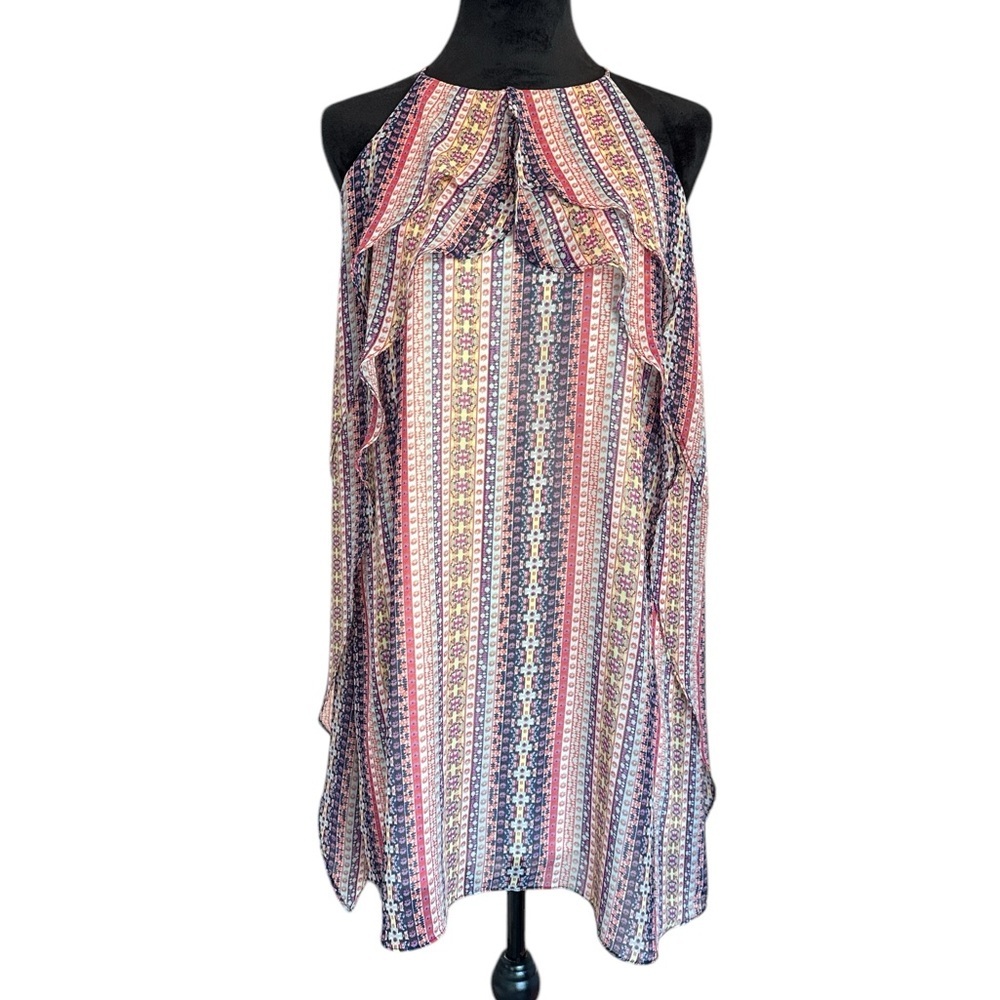 BCBGMAXAZRIA Boho Striped Criss‎ Cross Maxi Dress Flowy Summer Festival Size S
